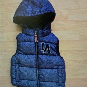 Dark Blue Puffer Vest with Hood